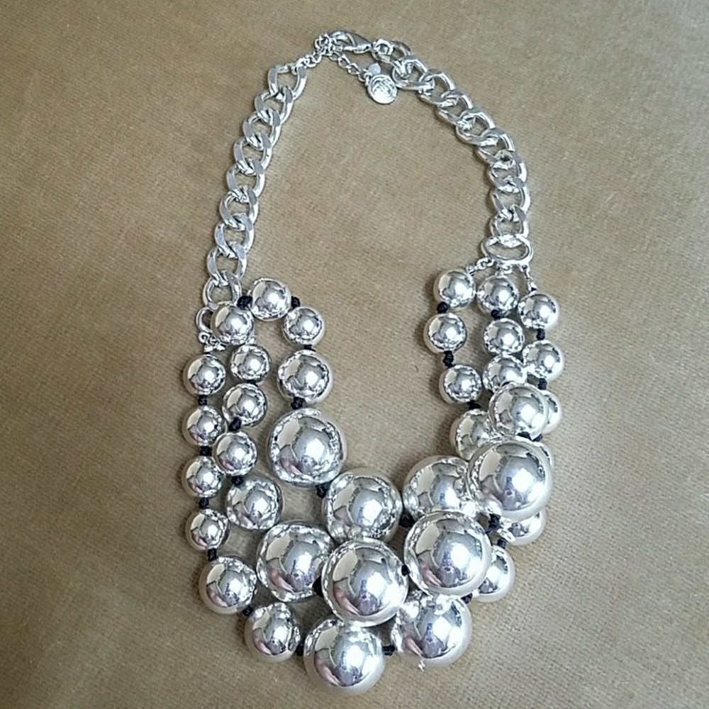 Silver Bobble Multi Strand Neclace